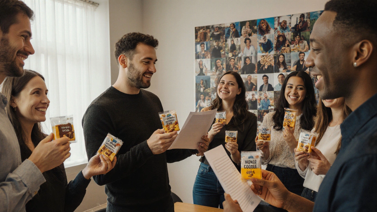 Команда получает персонализированные угощения, на стене — коллаж из их совместных моментов.