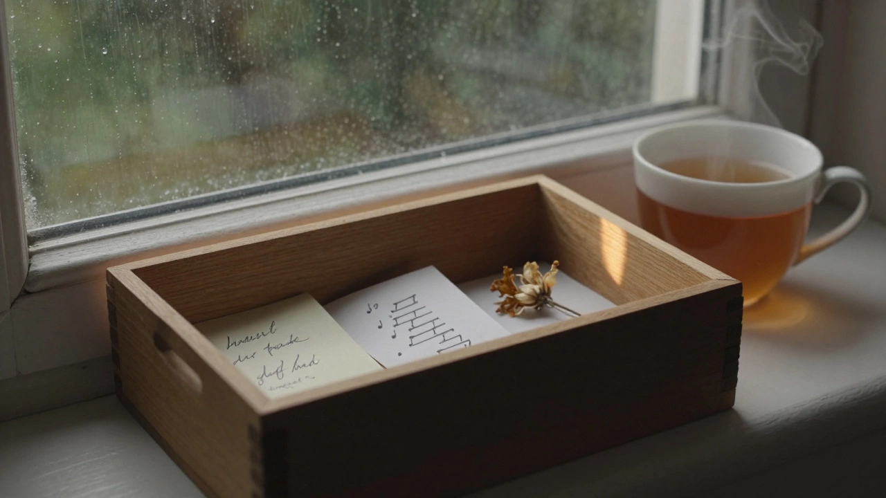 Деревянная коробочка с записками о запахе, звуке и цветке — тихий символ любви.
