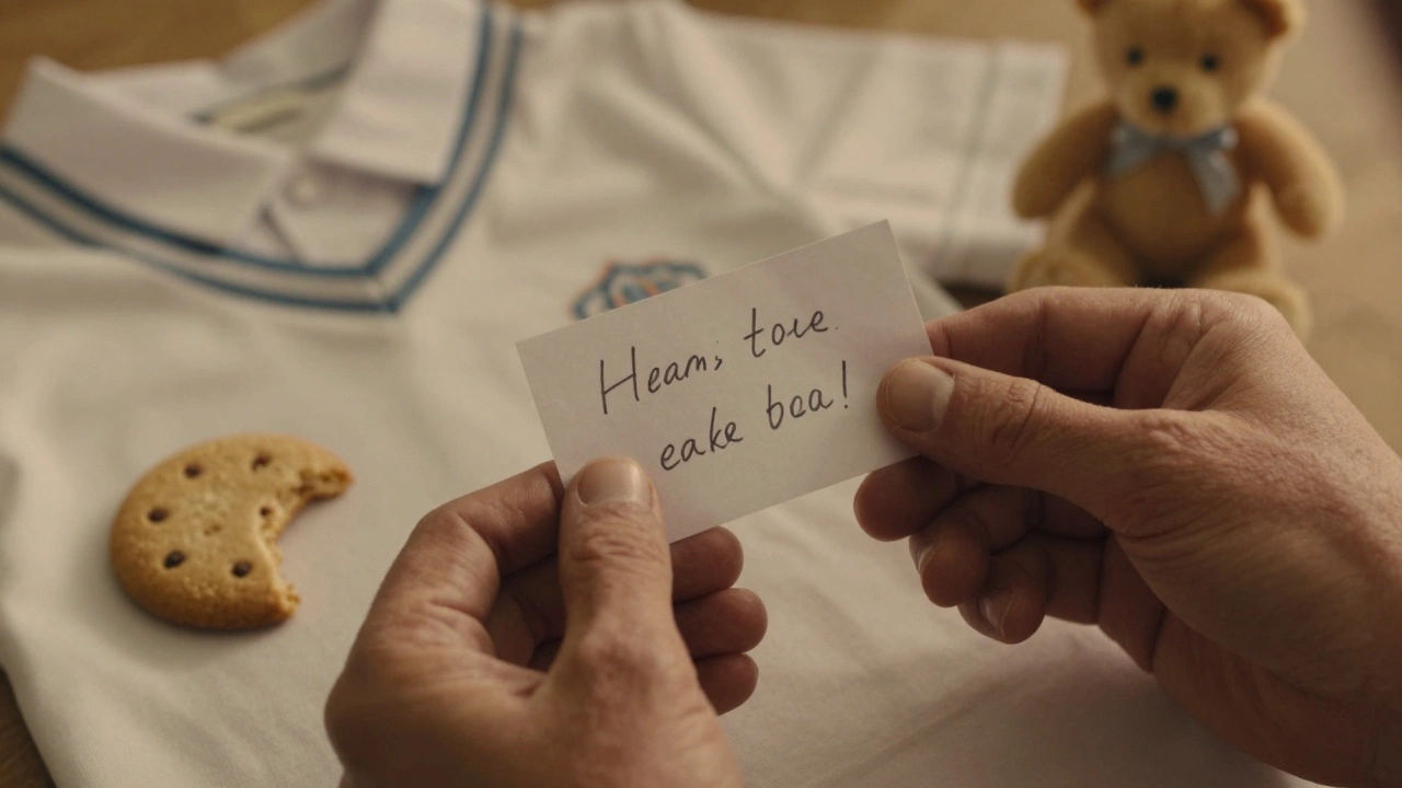 Смятая записка в старых руках, вокруг — следы детства.