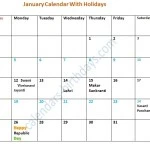 January 2015 Calendar Indian Holidays, Printable