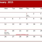 January 2015 Calendar With Us Holidays